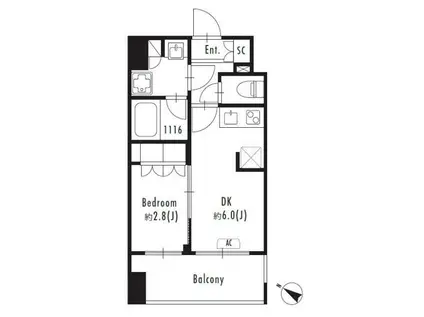 プライマル森下II(1DK/7階)の間取り写真