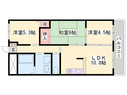 グリーンハイツ大塩II(3LDK/1階)の間取り写真