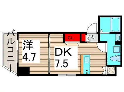 RAFFISTAR KAMEARI(1DK/4階)の間取り写真