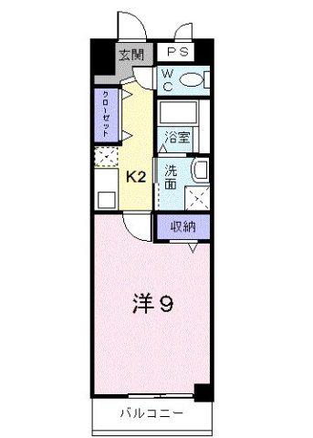 プラシード倉敷(1K/2階)の間取り写真