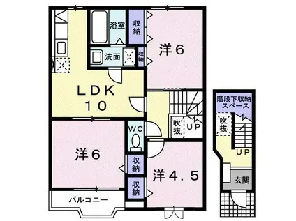 フォンテーヌ I(3LDK/2階)の間取り写真