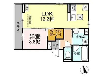 グランコスモHT(1LDK/1階)の間取り写真