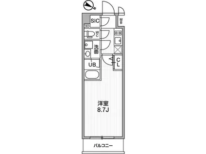 ALTERNA北品川(1K/11階)の間取り写真
