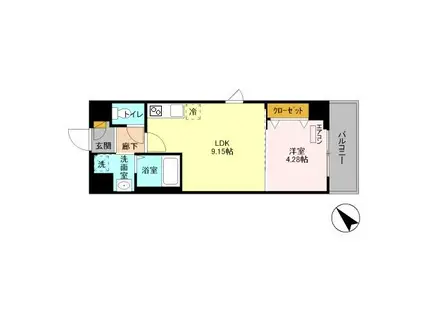 プリムヴェール(1LDK/2階)の間取り写真