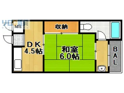 なかよしマンション東淀川(1DK/2階)の間取り写真