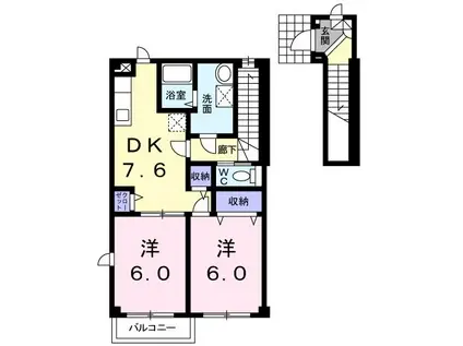 ル・ファミーユB(2DK/2階)の間取り写真