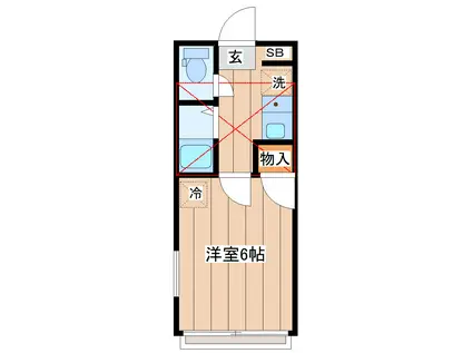 アップルハウス山手町(1K/1階)の間取り写真