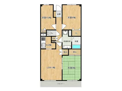 ロイヤル・レザン(3LDK/1階)の間取り写真