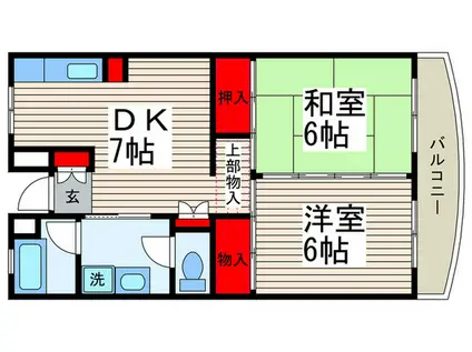 市川カトレアハイツ宮崎(2DK/3階)の間取り写真