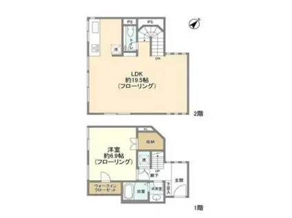 F K DAIKANYAMA(1LDK/1階)の間取り写真