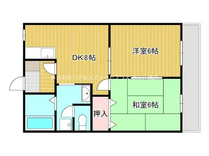 グランド・シェル(2DK/1階)の間取り写真