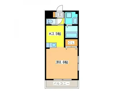スタープラザ西条(1K/2階)の間取り写真
