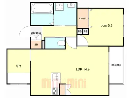 コスモス北口町(1SLDK/2階)の間取り写真