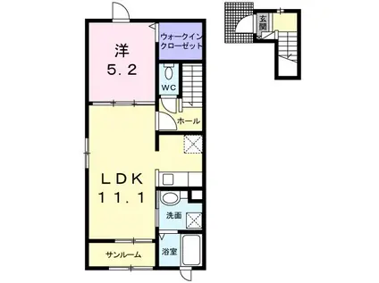 トータルインL(1LDK/2階)の間取り写真