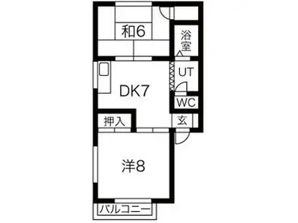 メーゾン亜嶺(2DK/2階)の間取り写真