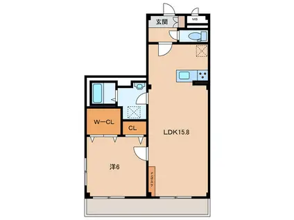 エスケイブランドハイム(1LDK/1階)の間取り写真
