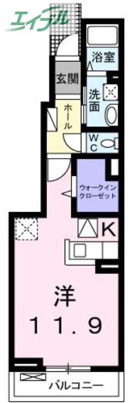  クレメントせのお(1K/1階)の間取り写真