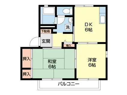 シャントレルあすみが丘C(2DK/2階)の間取り写真