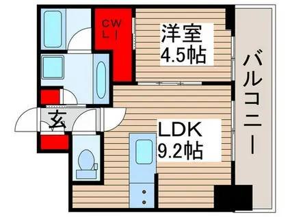 ザ・パークハビオ北千住(1LDK/14階)の間取り写真
