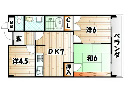 片野レジデンシャルビル(3LDK/4階)の間取り写真