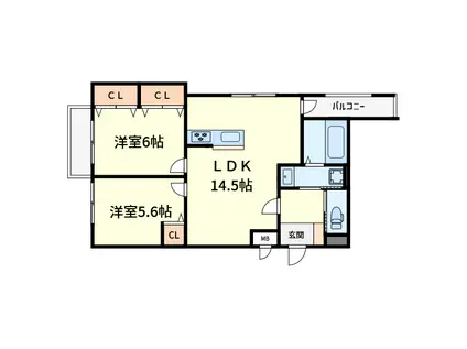 サイアミーズ春日町(2LDK/1階)の間取り写真