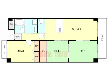 グランド-ル南野(3LDK/2階)の間取り写真