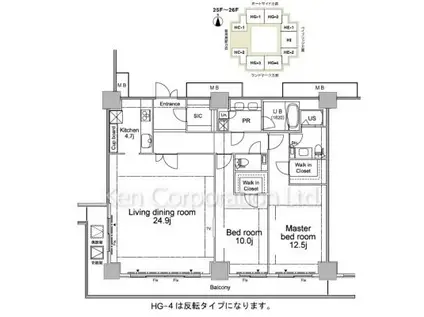 パシフィックロイヤルコートみなとみらいオーシャンタワー(2LDK/26階)の間取り写真