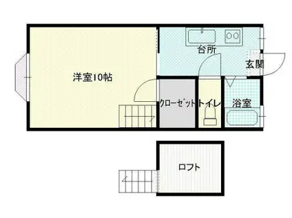 シャレット(1K/2階)の間取り写真