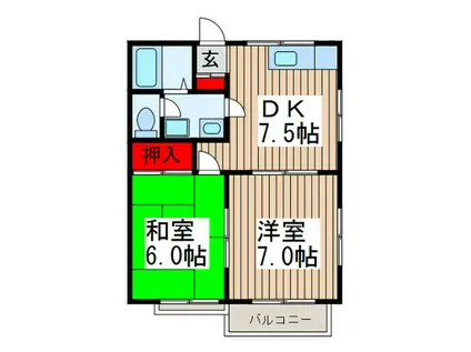 グリーンハイツ(2DK/1階)の間取り写真