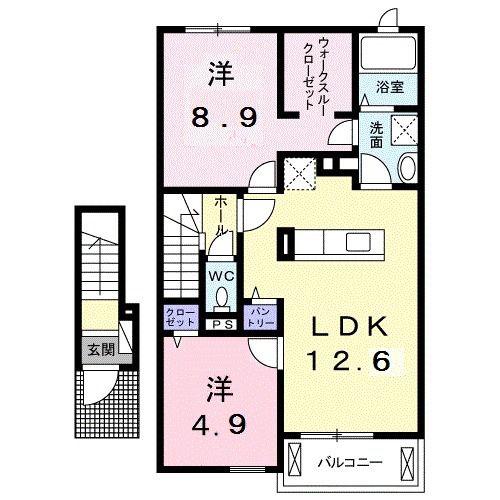 グリーンヒルズT・M(2LDK/2階)の間取り写真