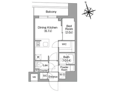 コンフォリア・リヴ八丁堀(1DK/2階)の間取り写真