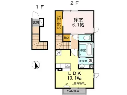 LA PRIMEUR(1LDK/2階)の間取り写真