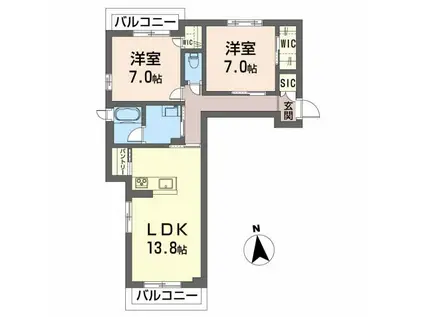 シャーメゾン アルファII(2LDK/2階)の間取り写真