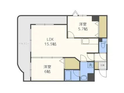 ソレアード(2LDK/4階)の間取り写真