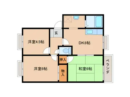 グリーンハイツ箕山(3DK/1階)の間取り写真