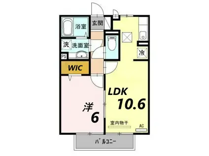 プレベール A棟(1LDK/1階)の間取り写真