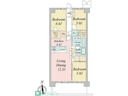 トラープランド蒼麗館(3LDK/5階)の間取り写真