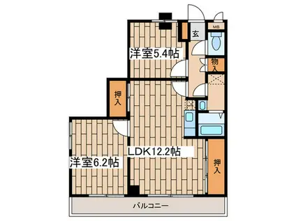 CASSIA保土ヶ谷(2LDK/6階)の間取り写真