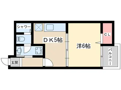 新大阪川島マンション(1DK/9階)の間取り写真