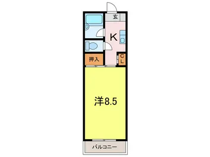 パレスツインA棟(1K/1階)の間取り写真