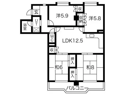 ユニーブル西里(4LDK/2階)の間取り写真