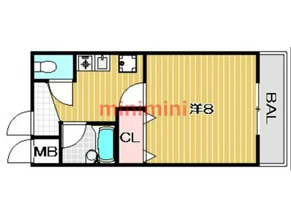 メゾネット高槻(1K/2階)の間取り写真