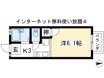 シェスタ村上(1K/2階)の間取り写真