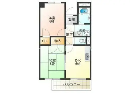 トミー六番館(2DK/4階)の間取り写真