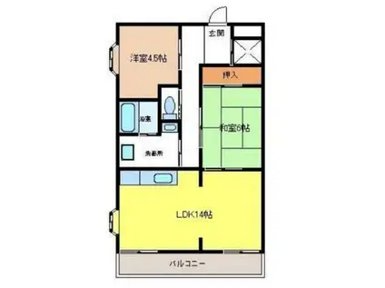 ロイヤルスクエアあむ1(2LDK/2階)の間取り写真