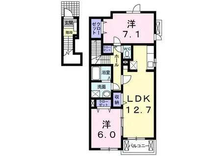 カーサセレノIII(2LDK/2階)の間取り写真