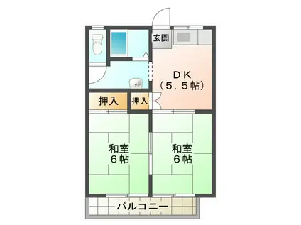 コンシェール北川(2DK/1階)の間取り写真