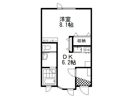 LA.CARNAII(1DK/1階)の間取り写真
