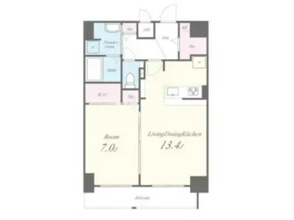 ティーエスワン(1LDK/6階)の間取り写真