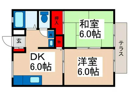 エクレ―ル舞浜(2DK/1階)の間取り写真